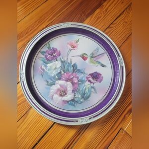 Vintage Giftco Inc. Floral and Hummingbird Decorative Tin Metal Serving Tray